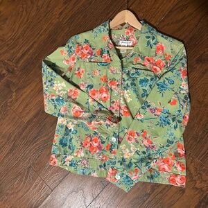 Button-up Long Sleeve Floral Cotton Top
